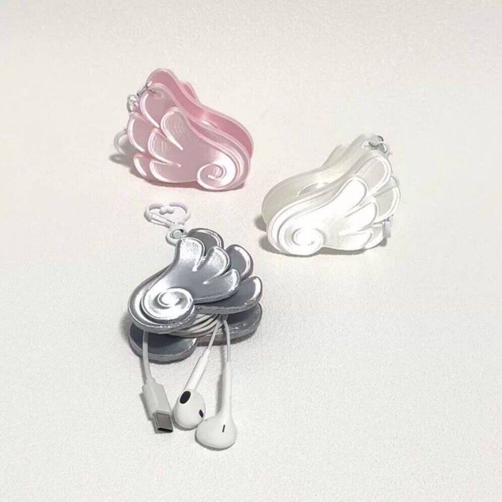Cable Winder Keychain - พวงกุญแจที่เก็บสายเคเบิลรูปปีกนางฟ้าพิมพ์ 3 มิติ น่ารัก ใช้จัดระเบียบสายหูฟัง พกพาสะดวก