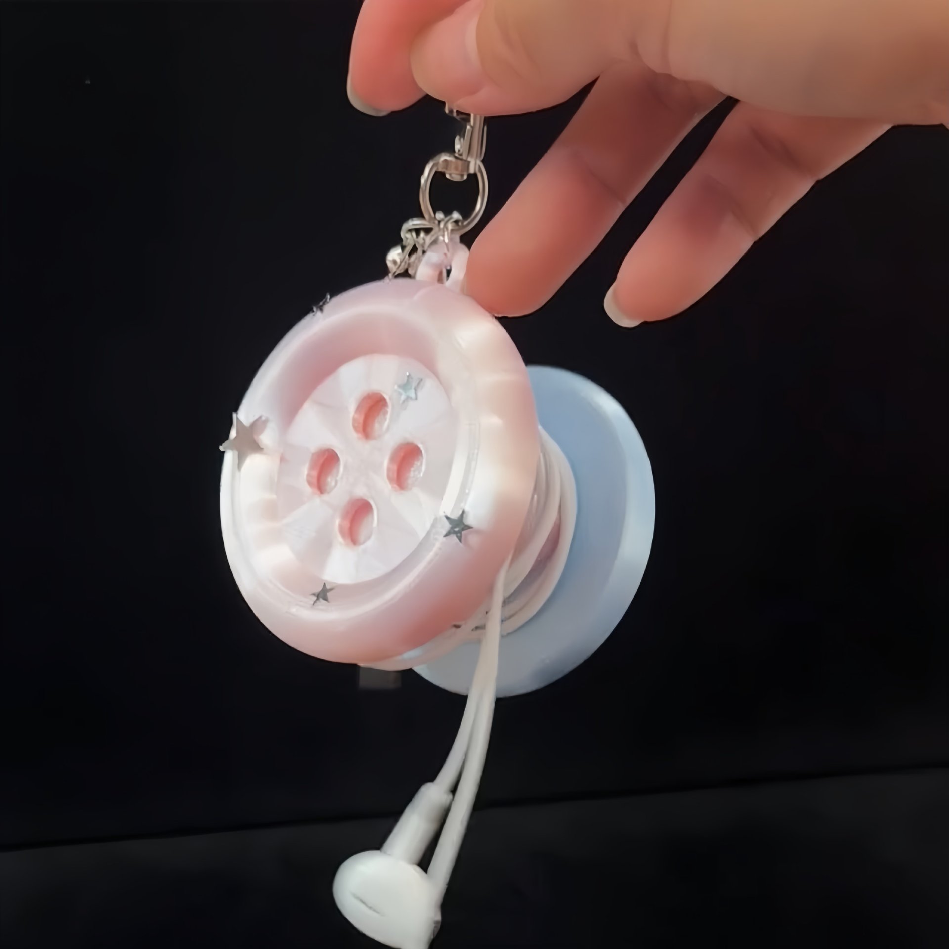 Cable Winder Keychain - พวงกุญแจรูปดาวกลม 3D น่ารัก ที่เก็บสายหูฟังแบบพกพา อุปกรณ์จัดเก็บสายไฟ ของตกแต่งกระเป๋า