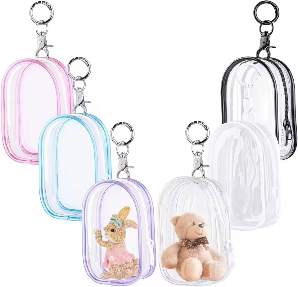 Cable Winder Keychain - กล่องใส่ตุ๊กตาขนนุ่มขนาด 15-17 ซม. - กระเป๋าโชว์กันรอยขีดข่วนพร้อมพวงกุญแจ กล่องเก็บของสำหรับเดินทางที่ทนทาน