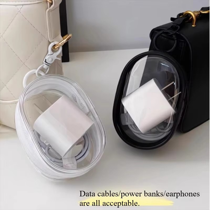 Cable Winder Keychain - กระเป๋าเก็บของแบบมีซิปขนาดเล็กพกพาสะดวก - ที่จัดเก็บสายชาร์จและหูฟังแบบประหยัดพื้นที่ พร้อมห่วงพวงกุญแจอเนกประสงค์