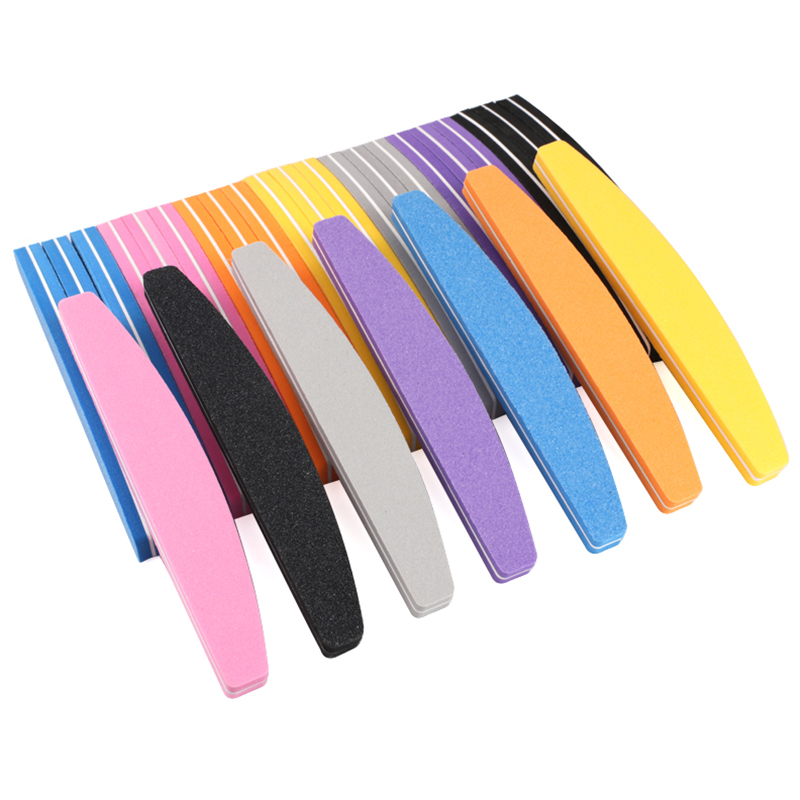 Nail File Titanium - ตะไบเล็บฟองน้ำรูปเรือ 10/50 ชิ้น ความหยาบ 100/180 สีสันสดใส