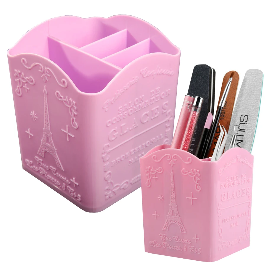 Nail File Titanium - กล่องใส่แปรงแต่งเล็บ 4 ช่อง, กล่องเก็บแปรงแต่งหน้า, ตะไบ, บัฟเฟอร์,
