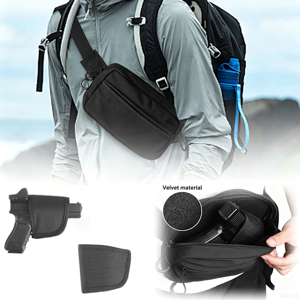Edc Concealed Carry Bag - กระเป๋าคาดเอวแบบซ่อนสำหรับพกพาอุปกรณ์ทางยุทธวิธี พร้อมซองปืนพกพา กระเป๋าคาดลำตัว EDC สำหรับปืนพกพา เหมาะสำหรับการล่าสัตว์และการเดินป่า