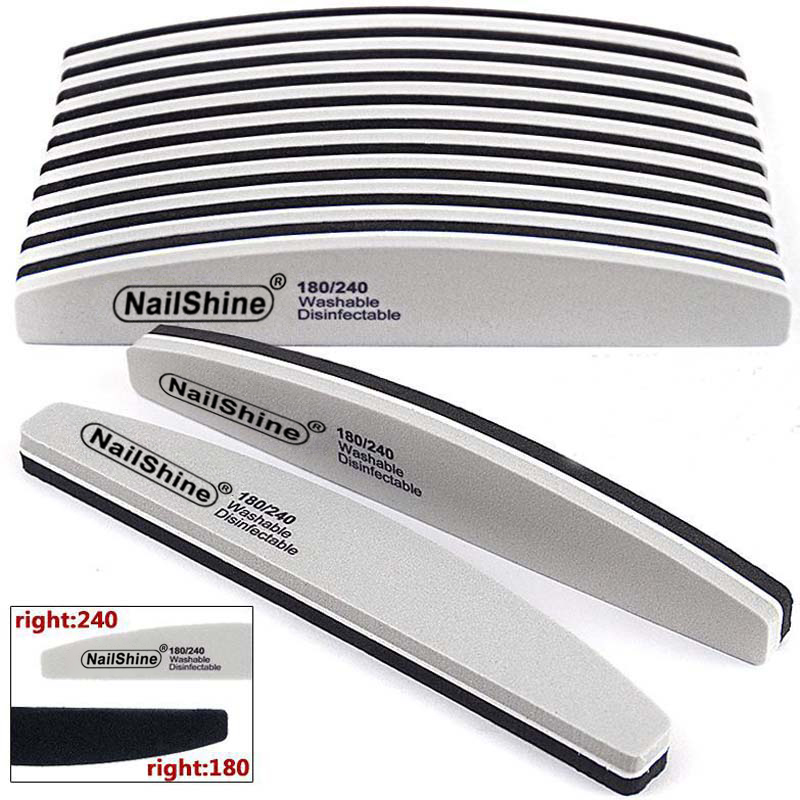 Nail File Titanium - 5pcs ฟองน้ําบล็อกเล็บแฟ้ม 180/240 สีเทา/สีดําเรือเล็บบัฟเฟอร์เจลมะนาว a Ongle