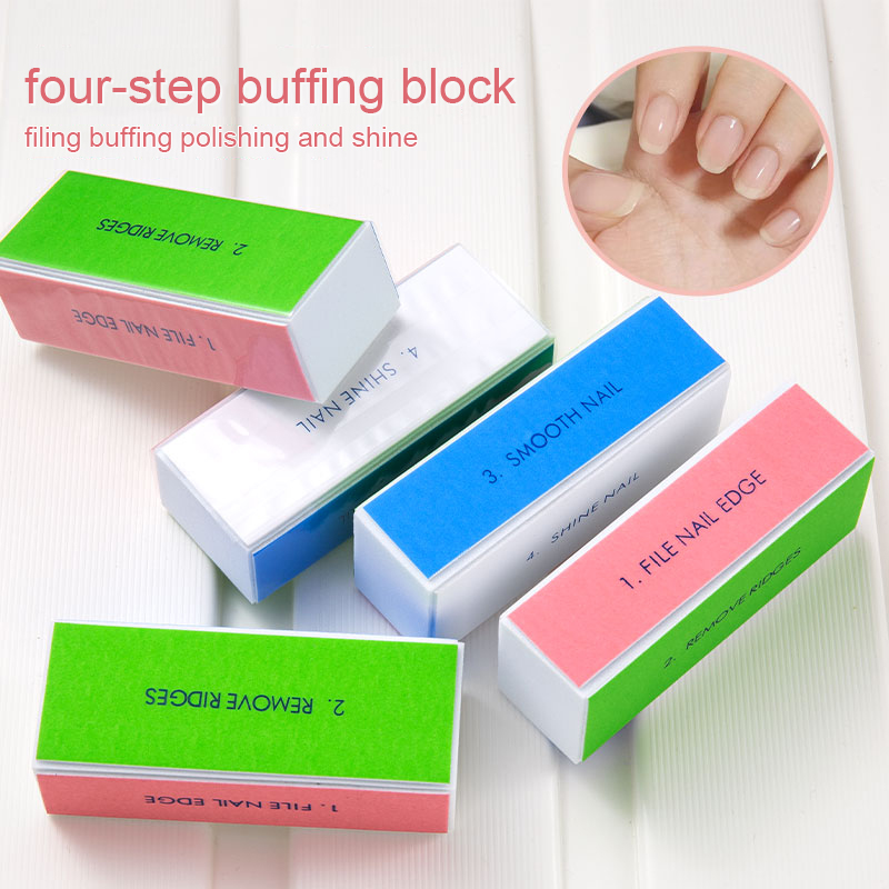 Nail File Titanium - 5/10pcs บัฟเฟอร์เล็บ 4 ขั้นตอนที่มีสีสัน Buffing BLOCK