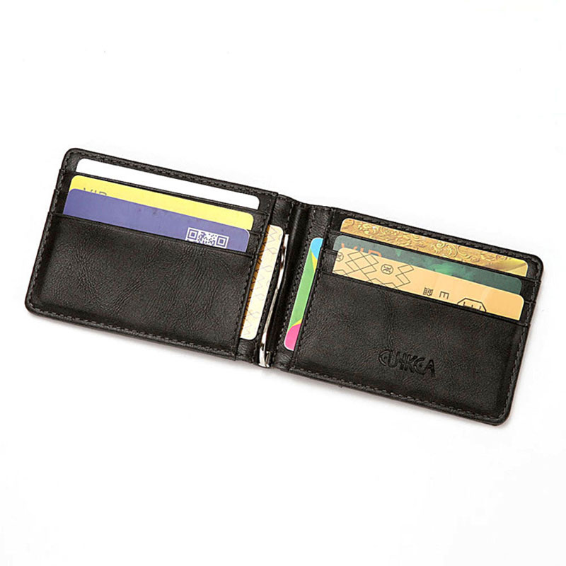 Money Clip Magnetic - RFIDหนังผู้ชายSlim Bifoldกระเป๋าสตางค์ด้านหน้าบัตรเครดิต