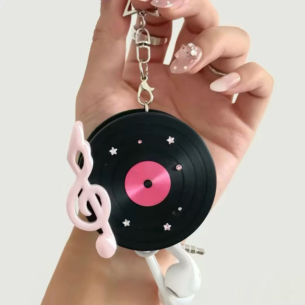Cable Winder Keychain - ที่เก็บสายเคเบิลไวนิลลายคาวาอี้พร้อมพวงกุญแจรูปดาว ที่จัดเก็บสายเคเบิลรูปคีย์เทรเบิลน่ารัก พกพาสะดวกสำหรับเก็บสายหูฟังและสายดาต้า