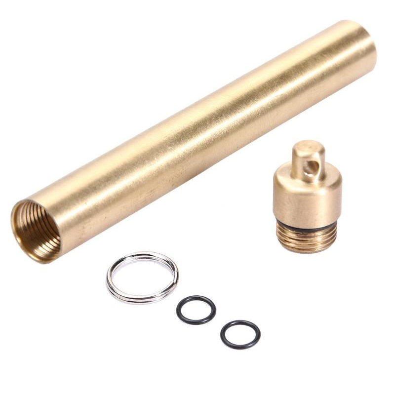 Pill Fob Capsule - ทองเหลือง Airtight Watertight กล่องเก็บกล่องซีลขวดแคปซูล Pill Fob