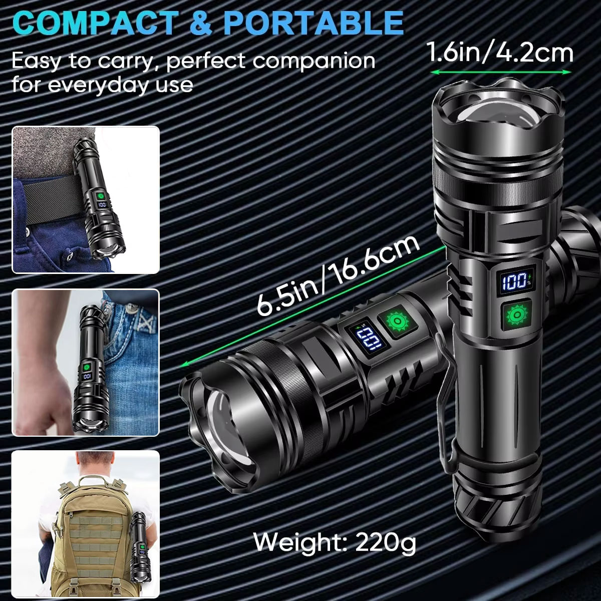 High Power LED ไฟฉาย USB ชาร์จ - Edc Carry Pen บทวิจารณ์และราคา