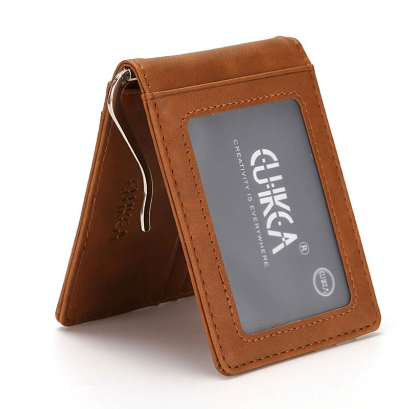 RFIDหนังผู้ชายSlim Bifoldกระเป - Money Clip Magnetic บทวิจารณ์และราคา